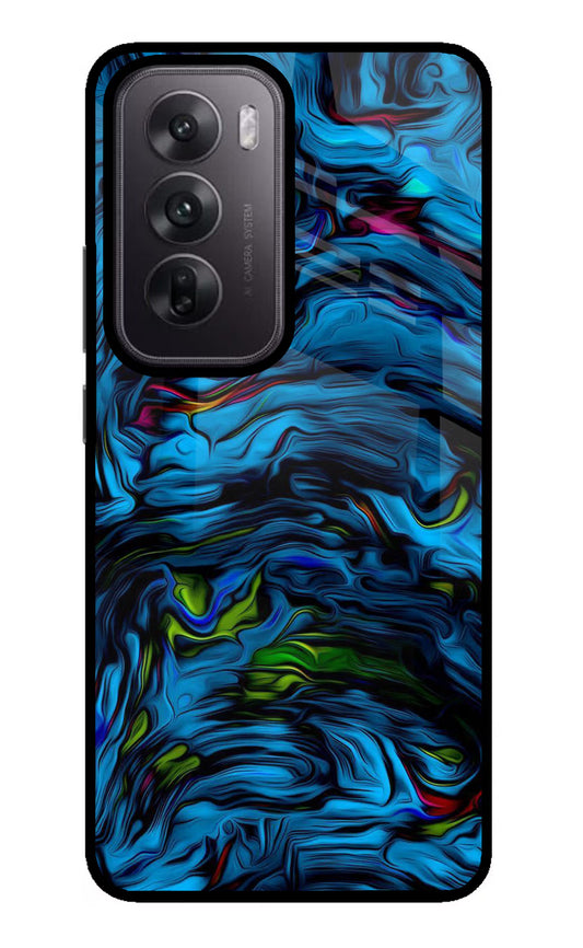Dark Blue Abstract Oppo Reno12 5G Glass Case