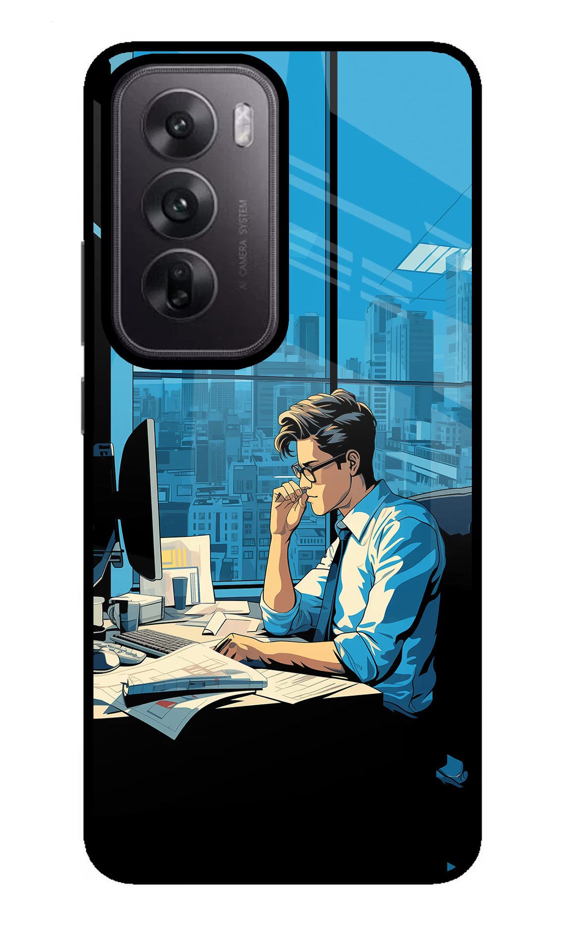 Focused Hustler (AI Generated) Oppo Reno12 5G Glass Case Back Cover by Casekaro