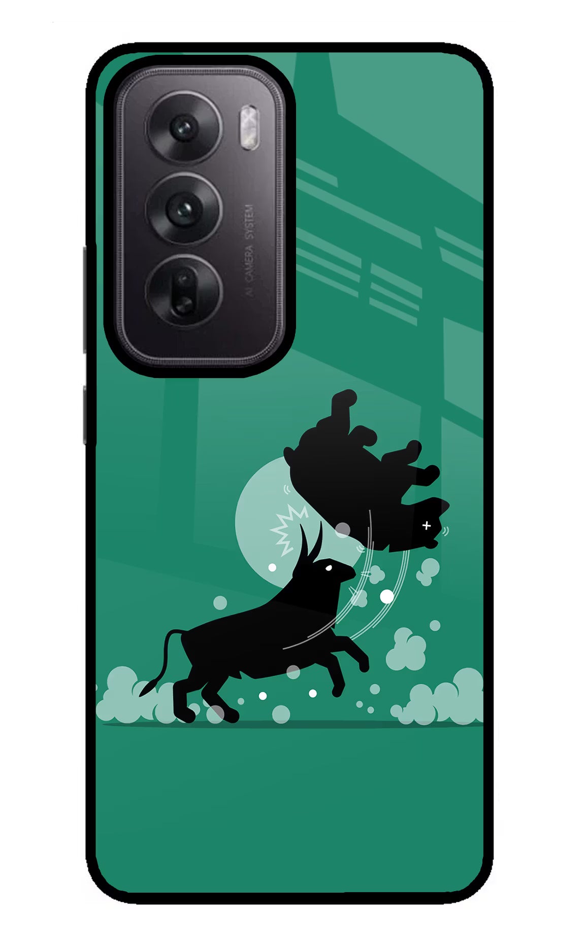 Bull Conqueror Oppo Reno12 5G Glass Case Back Cover by Casekaro