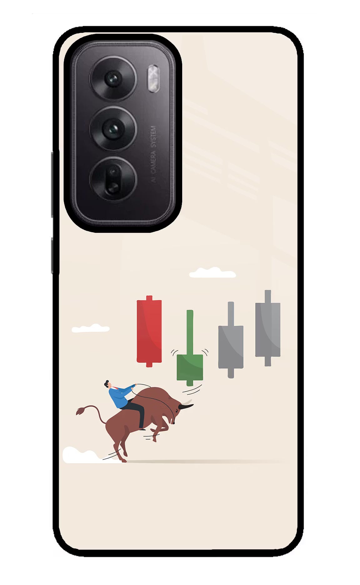 Bull Trading Momentum Oppo Reno12 5G Glass Case Back Cover by Casekaro