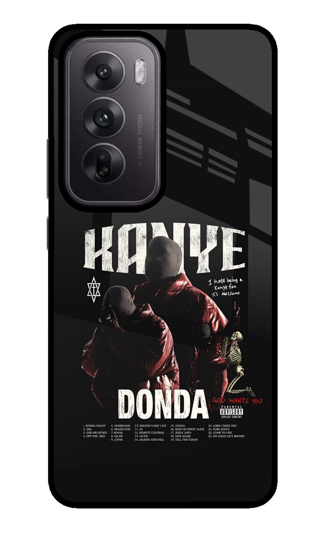 Donda Kanye West Oppo Reno12 5G Glass Case Back Cover by Casekaro