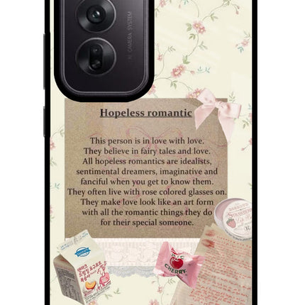 Hopeless Romantic Oppo Reno12 5G Glass Case Back Cover by Casekaro