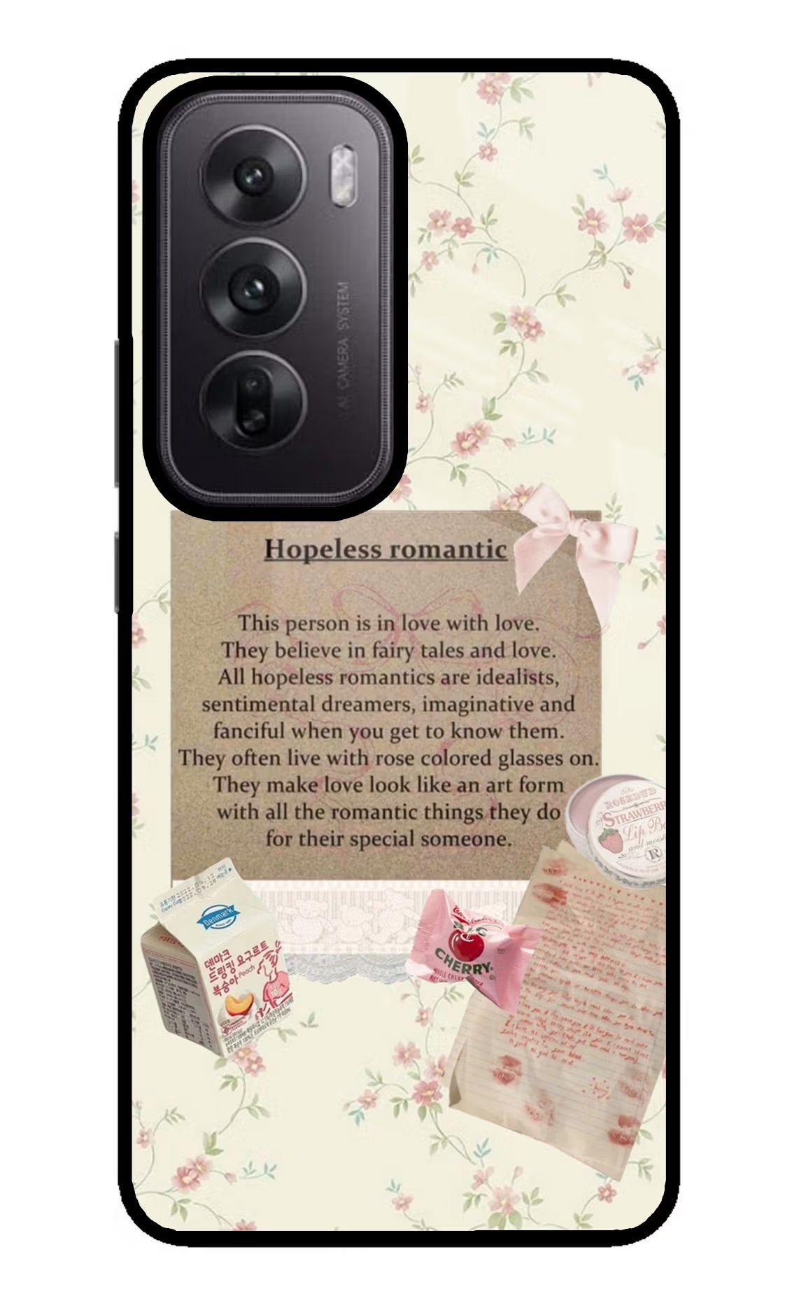 Hopeless Romantic Oppo Reno12 5G Glass Case Back Cover by Casekaro