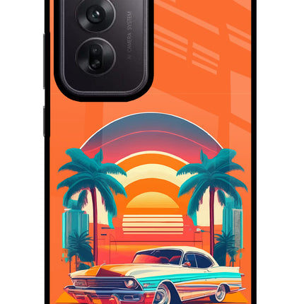 Palm Drive 80s Oppo Reno12 5G Glass Case Back Cover by Casekaro