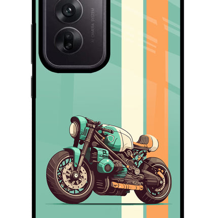 Striped Moto Drift Oppo Reno12 5G Glass Case Back Cover by Casekaro