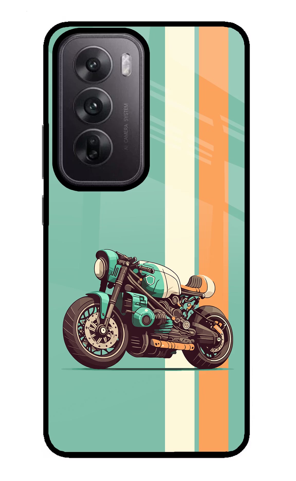 Striped Moto Drift Oppo Reno12 5G Glass Case Back Cover by Casekaro