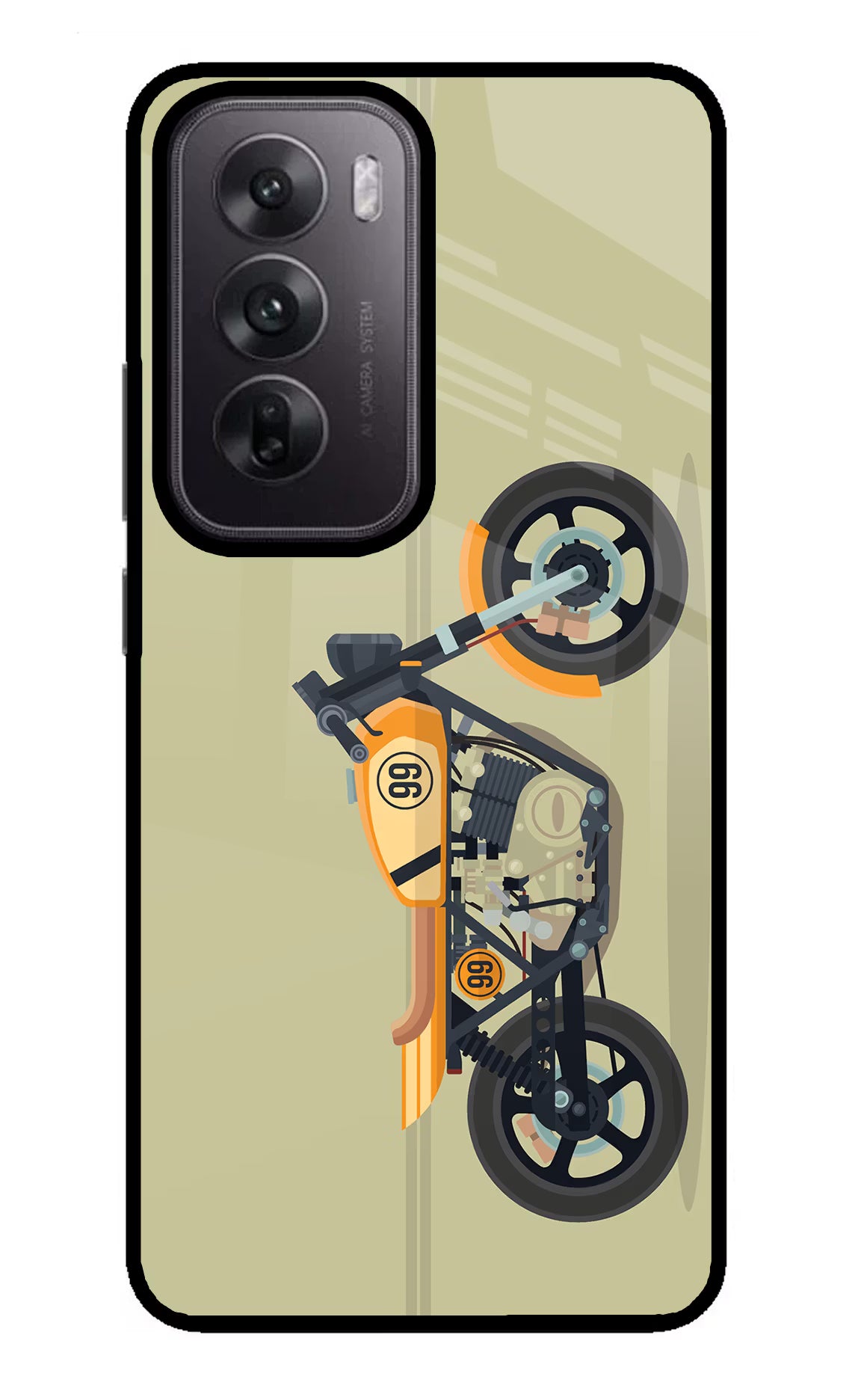Vertical Speedster Oppo Reno12 5G Glass Case Back Cover by Casekaro