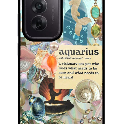 Aquarius Zodiac Oppo Reno12 5G Glass Case Back Cover by Casekaro