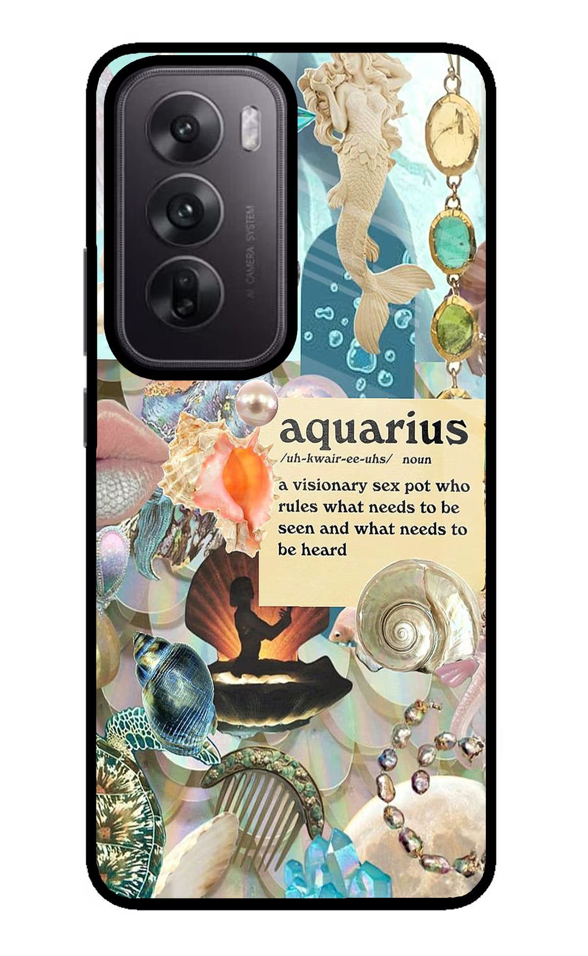 Aquarius Zodiac Oppo Reno12 5G Glass Case Back Cover by Casekaro