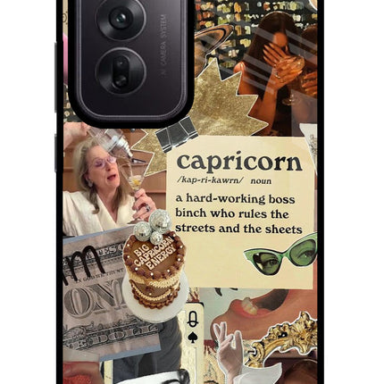 Capricorn Zodiac Oppo Reno12 5G Glass Case Back Cover by Casekaro