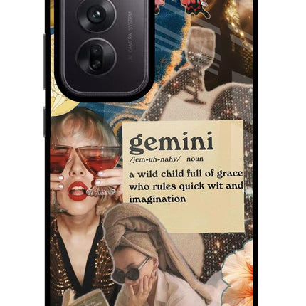 Gemini Zodiac Oppo Reno12 5G Glass Case Back Cover by Casekaro