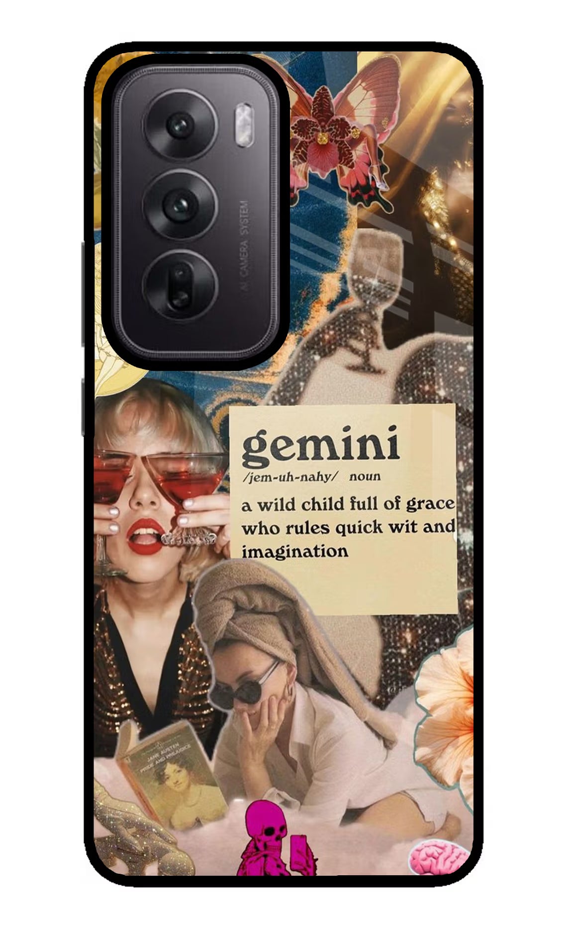 Gemini Zodiac Oppo Reno12 5G Glass Case Back Cover by Casekaro