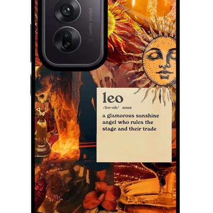Leo Zodiac Oppo Reno12 5G Glass Case Back Cover by Casekaro