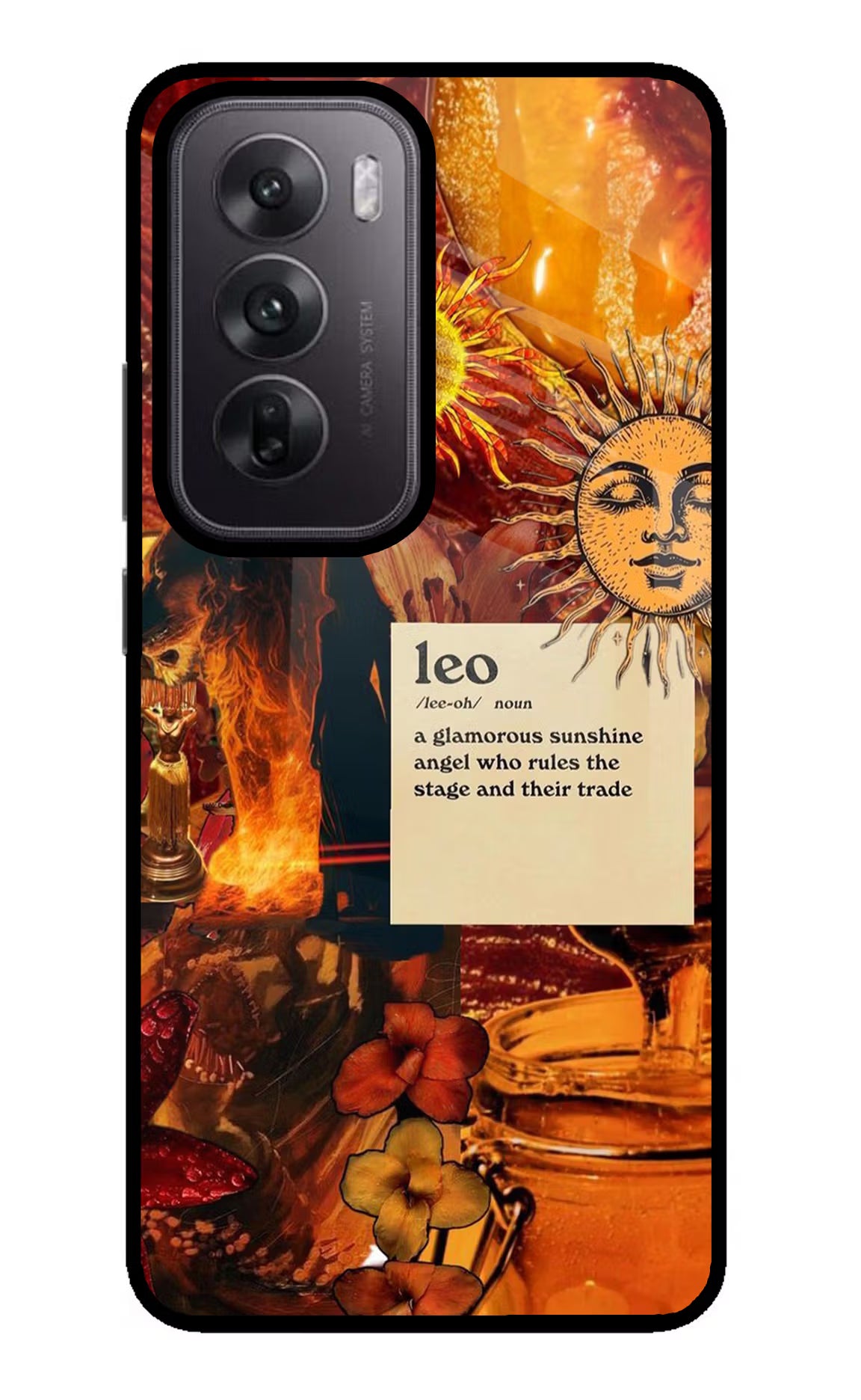 Leo Zodiac Oppo Reno12 5G Glass Case Back Cover by Casekaro