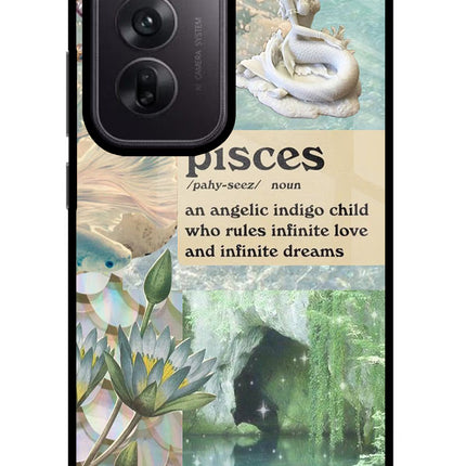 Pisces Zodiac Oppo Reno12 5G Glass Case Back Cover by Casekaro