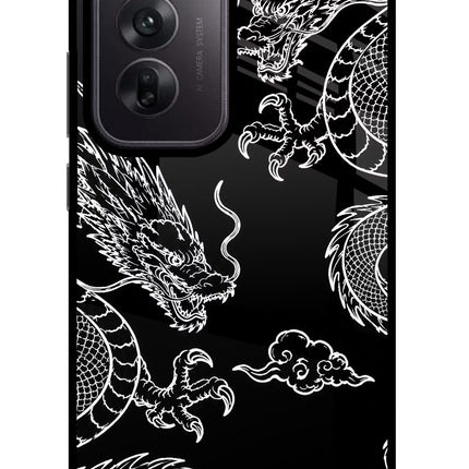 Twin Dragons Oppo Reno12 5G Glass Case Back Cover by Casekaro