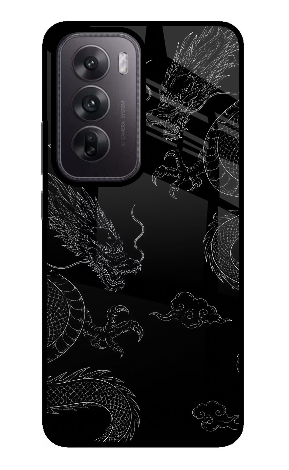 Twin Dragons Oppo Reno12 5G Glass Case Back Cover by Casekaro