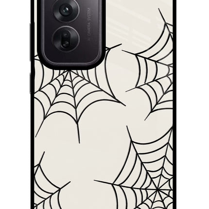 Spider Web Oppo Reno12 5G Glass Case Back Cover by Casekaro