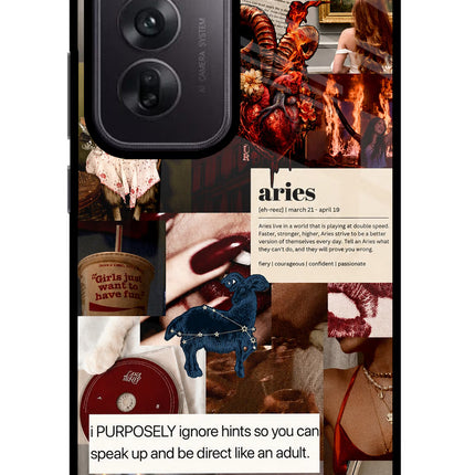 Zodiac Aries Oppo Reno12 5G Glass Case Back Cover by Casekaro