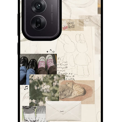 Soft Aesthetic Oppo Reno12 5G Glass Case Back Cover by Casekaro