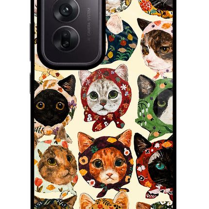 Cool Cat Oppo Reno12 5G Glass Case Back Cover by Casekaro