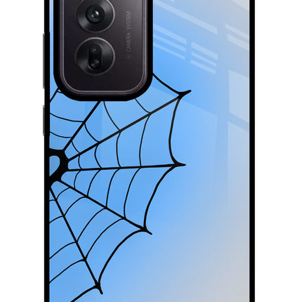 Blue Web Oppo Reno12 5G Glass Case Back Cover by Casekaro