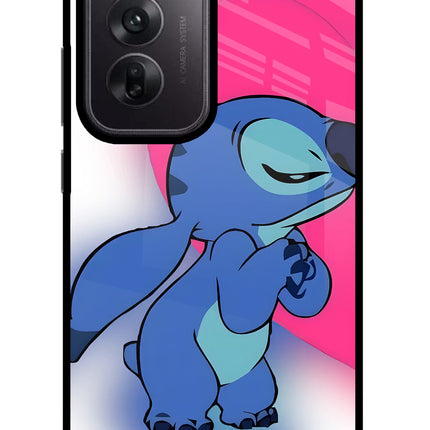 Stitch Hug Oppo Reno12 5G Glass Case Back Cover by Casekaro