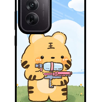Tiger Treat Oppo Reno12 5G Glass Case Back Cover by Casekaro