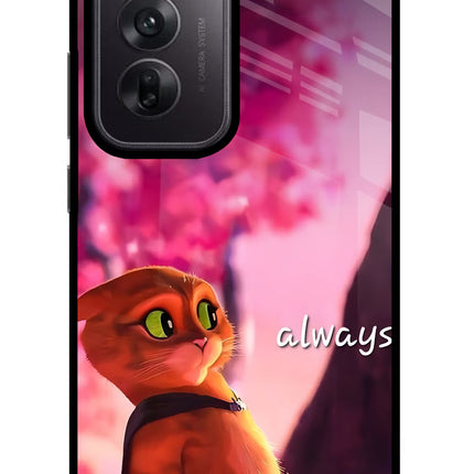 Always Cat Oppo Reno12 5G Glass Case Back Cover by Casekaro