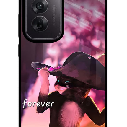 Forever Cat Oppo Reno12 5G Glass Case Back Cover by Casekaro
