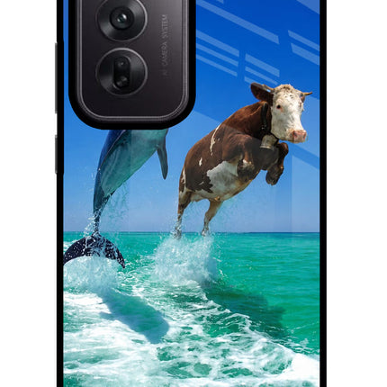 Dolphin vs Cow Oppo Reno12 5G Glass Case