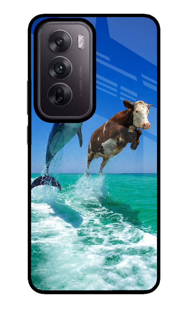 Dolphin vs Cow Oppo Reno12 5G Glass Case