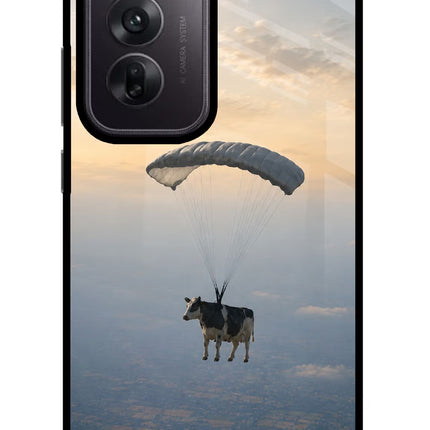 Skydiving Cow Oppo Reno12 5G Glass Case