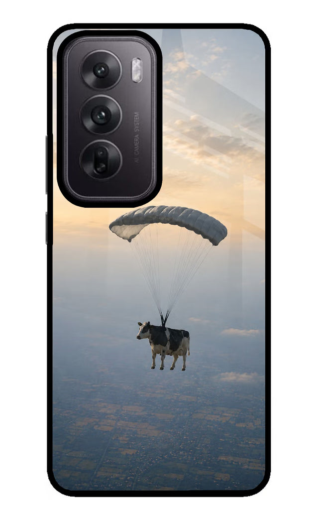 Skydiving Cow Oppo Reno12 5G Glass Case