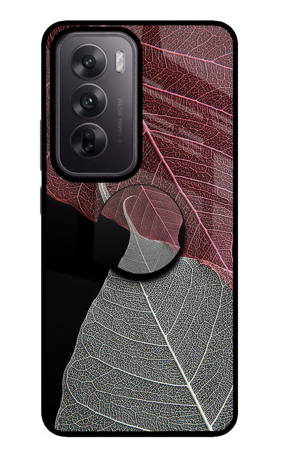 Leaf Pattern Oppo Reno12 5G Pop Case, Glass case