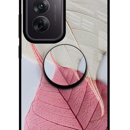 White Pink Leaf Oppo Reno12 5G Pop Case by Casekaro