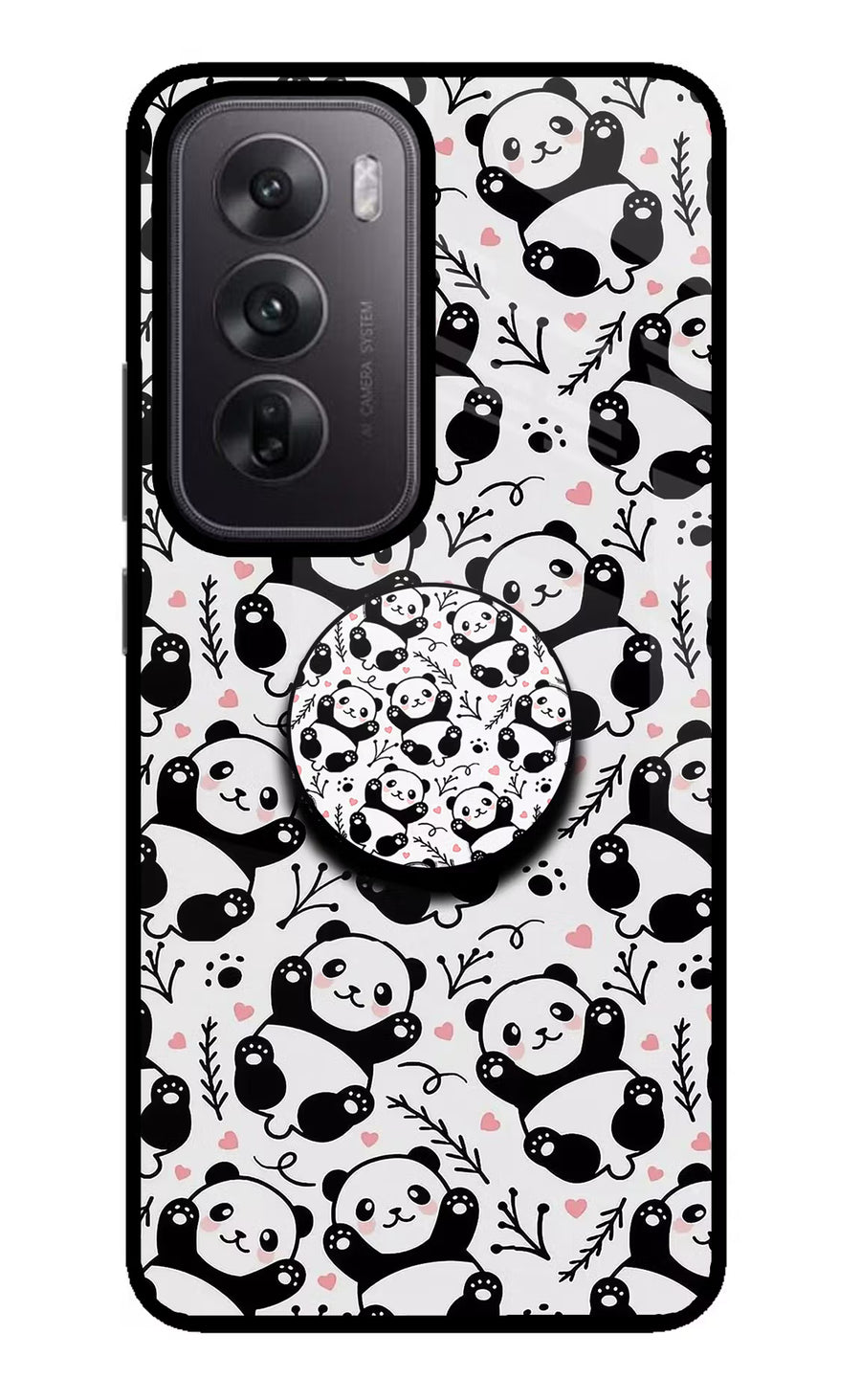 Cute Panda Oppo Reno12 5G Pop Case, Glass case