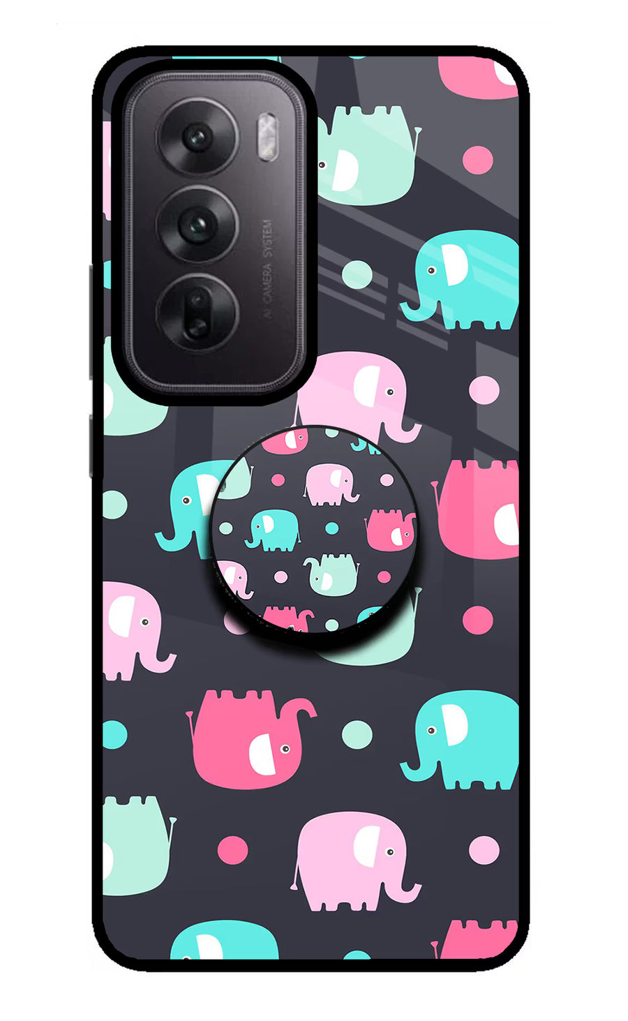 Baby Elephants Oppo Reno12 5G Pop Case, Glass case
