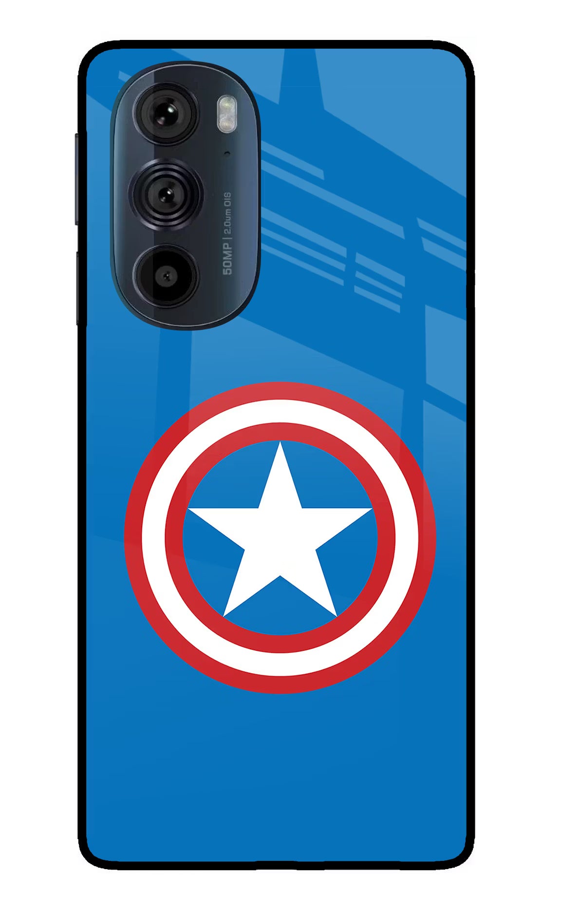 Captain America Logo Moto Edge 30 Pro Glass Case Back Cover by Casekaro
