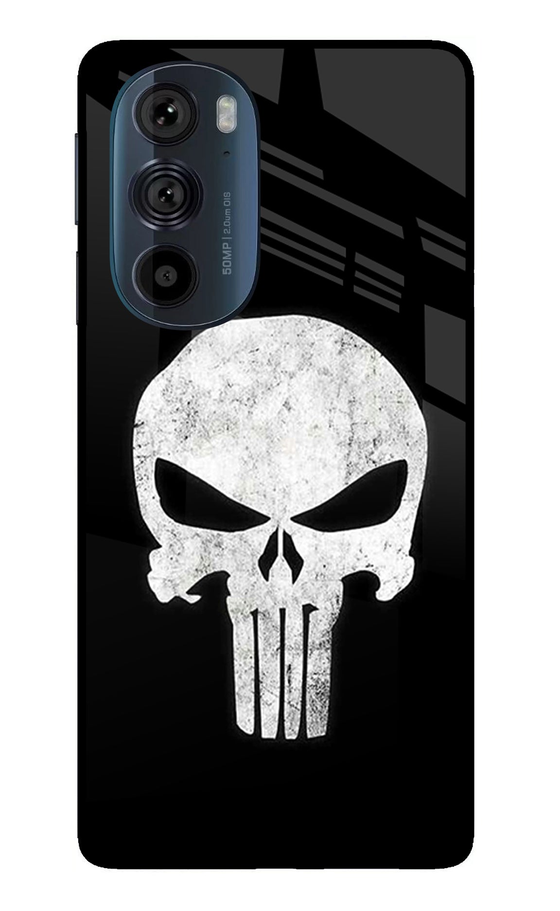 Punisher Skull Moto Edge 30 Pro Glass Case