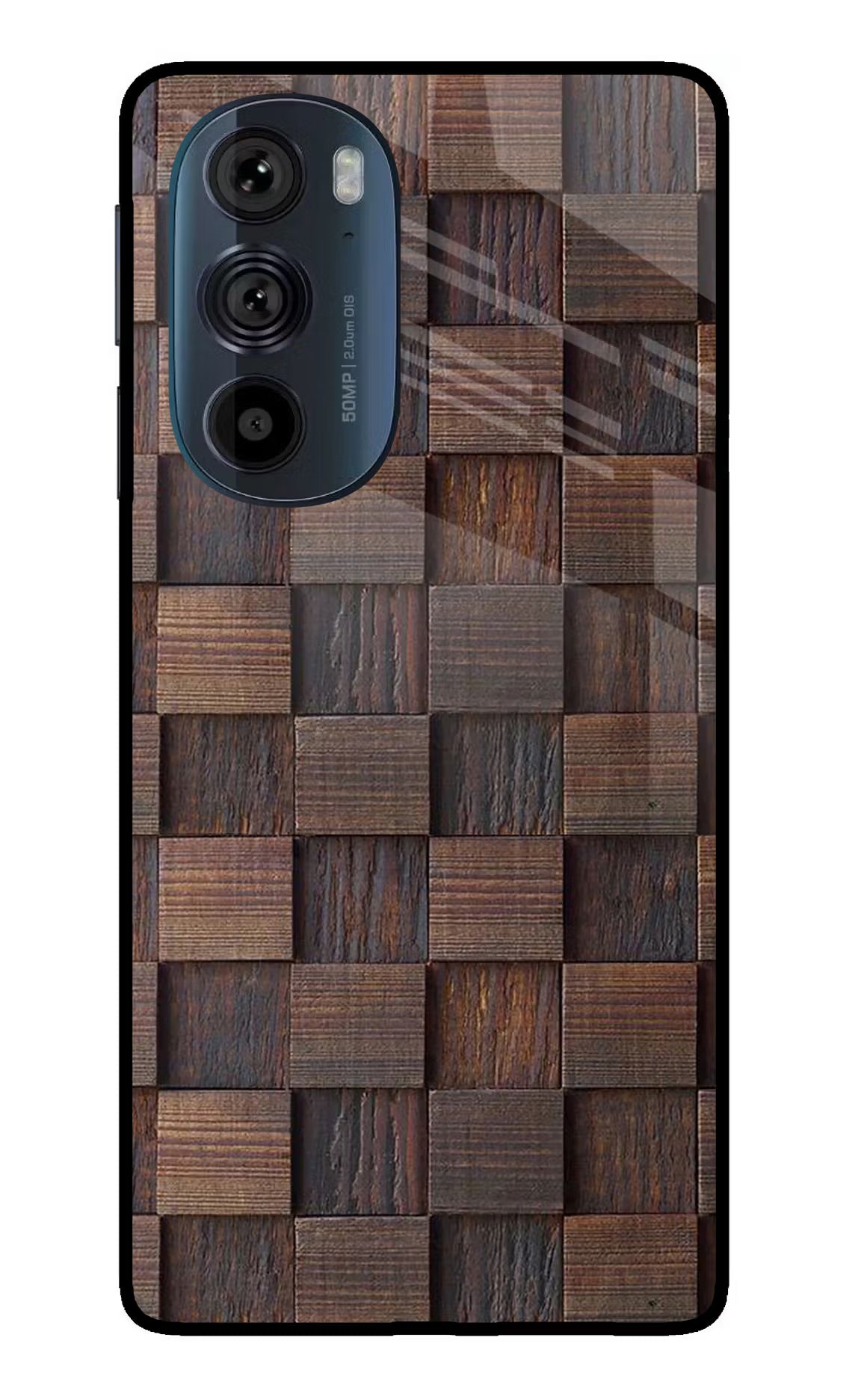 Wooden Cube Design Moto Edge 30 Pro Glass Case
