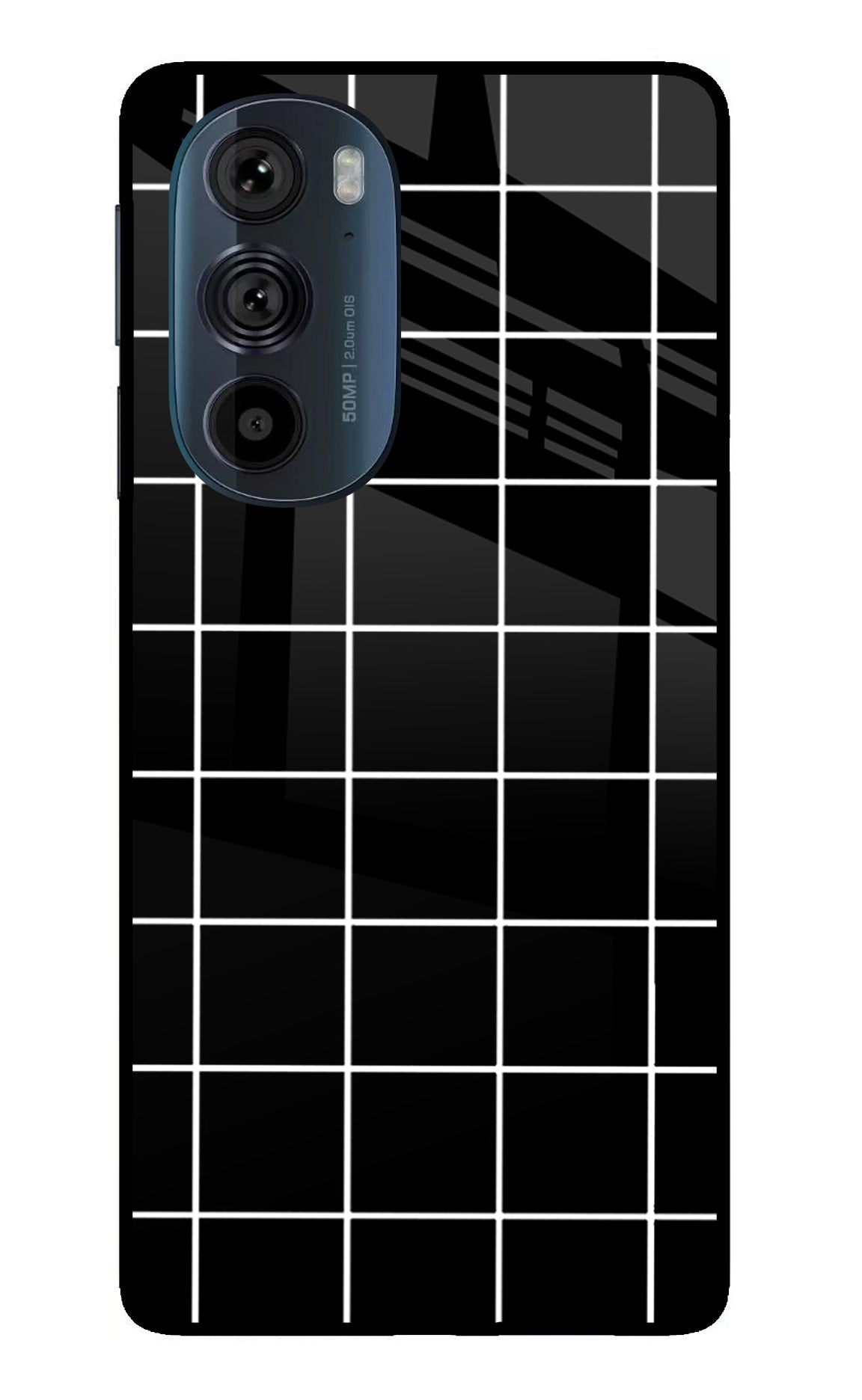 White Grid Moto Edge 30 Pro Back Cover