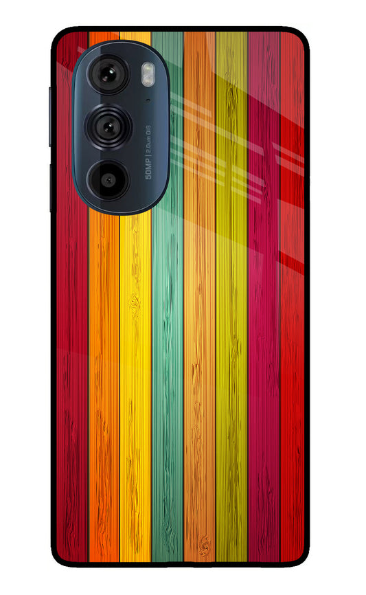 Multicolor Wooden Moto Edge 30 Pro Glass Case