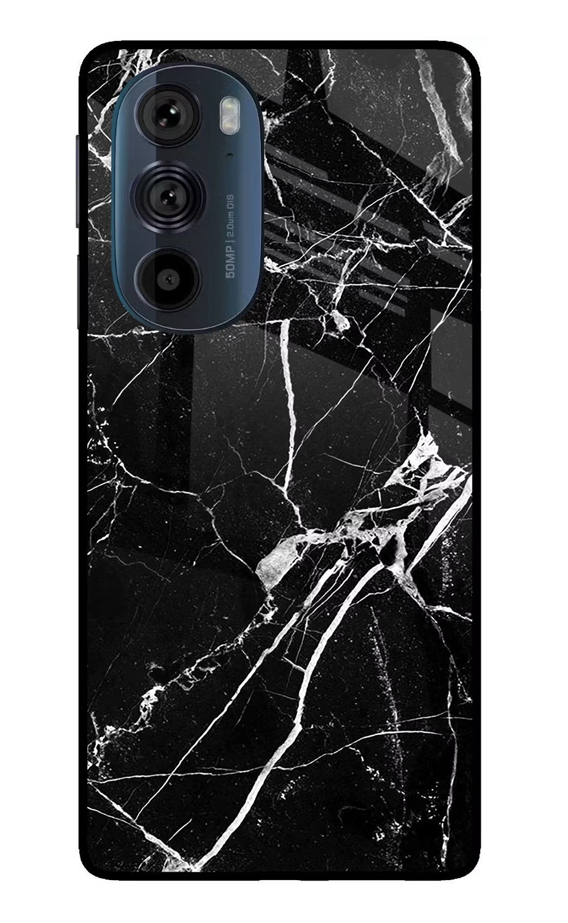 Black Marble Pattern Moto Edge 30 Pro Glass Case Back Cover by Casekaro