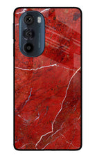 Red Marble Design Moto Edge 30 Pro Glass Case Back Cover by Casekaro