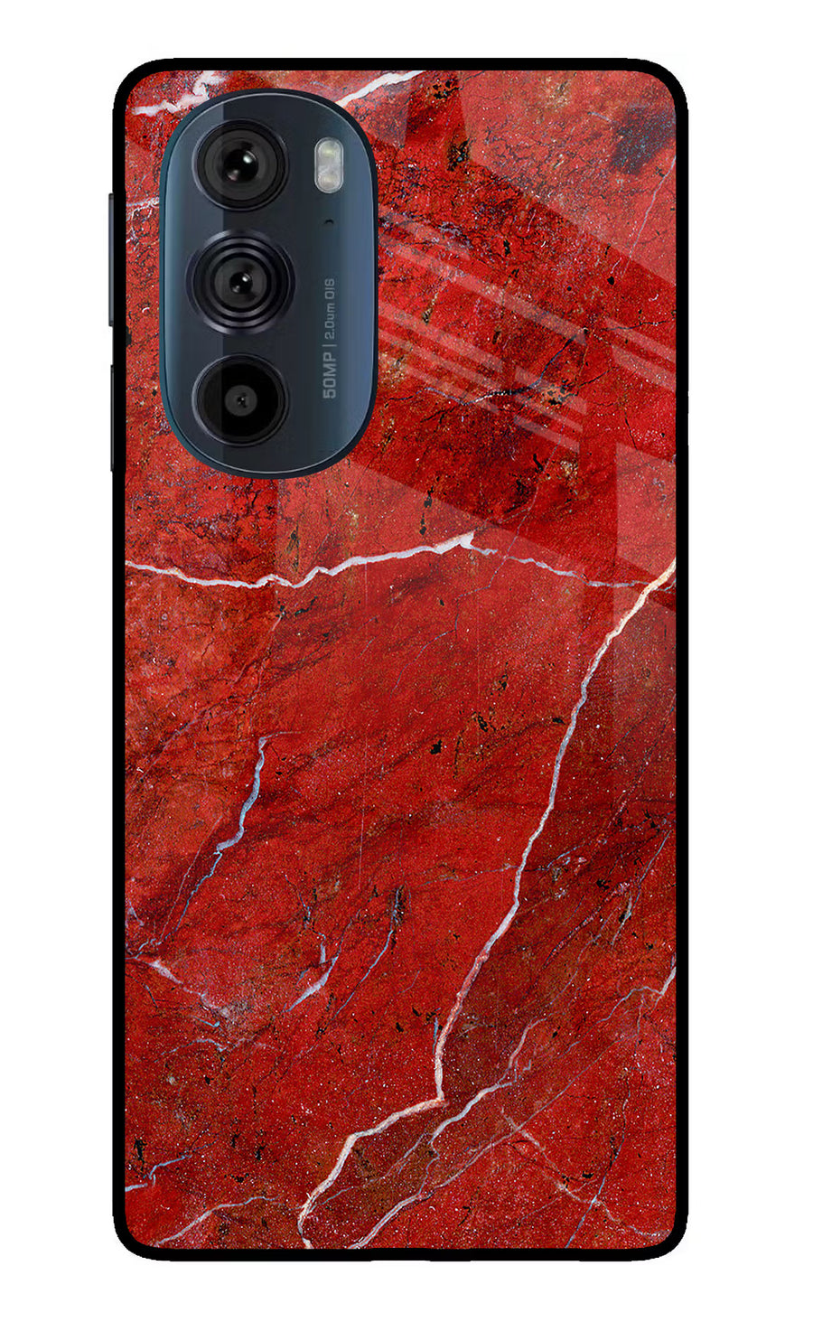 Red Marble Design Moto Edge 30 Pro Back Cover, Glass case