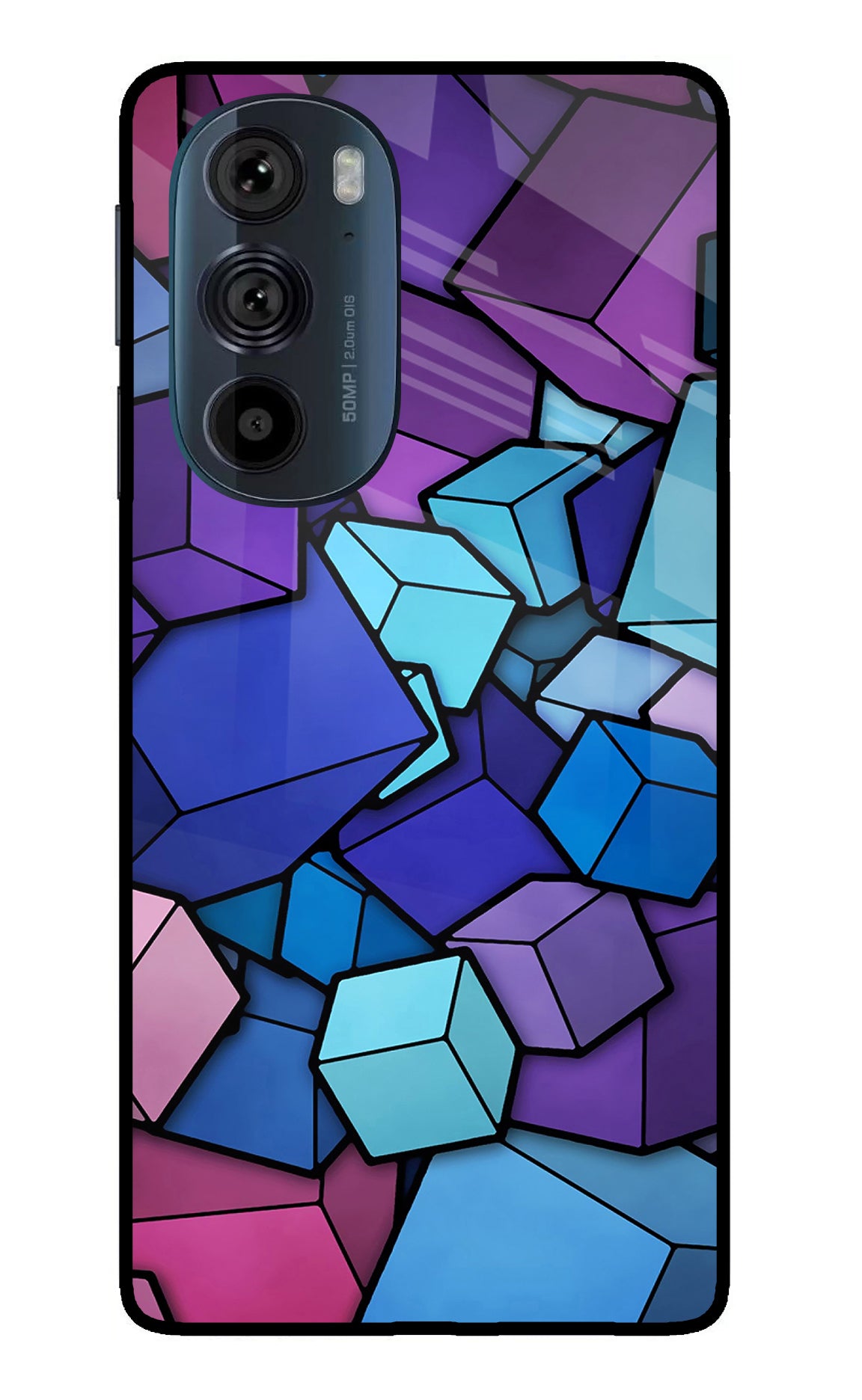 Cubic Abstract Moto Edge 30 Pro Glass Case