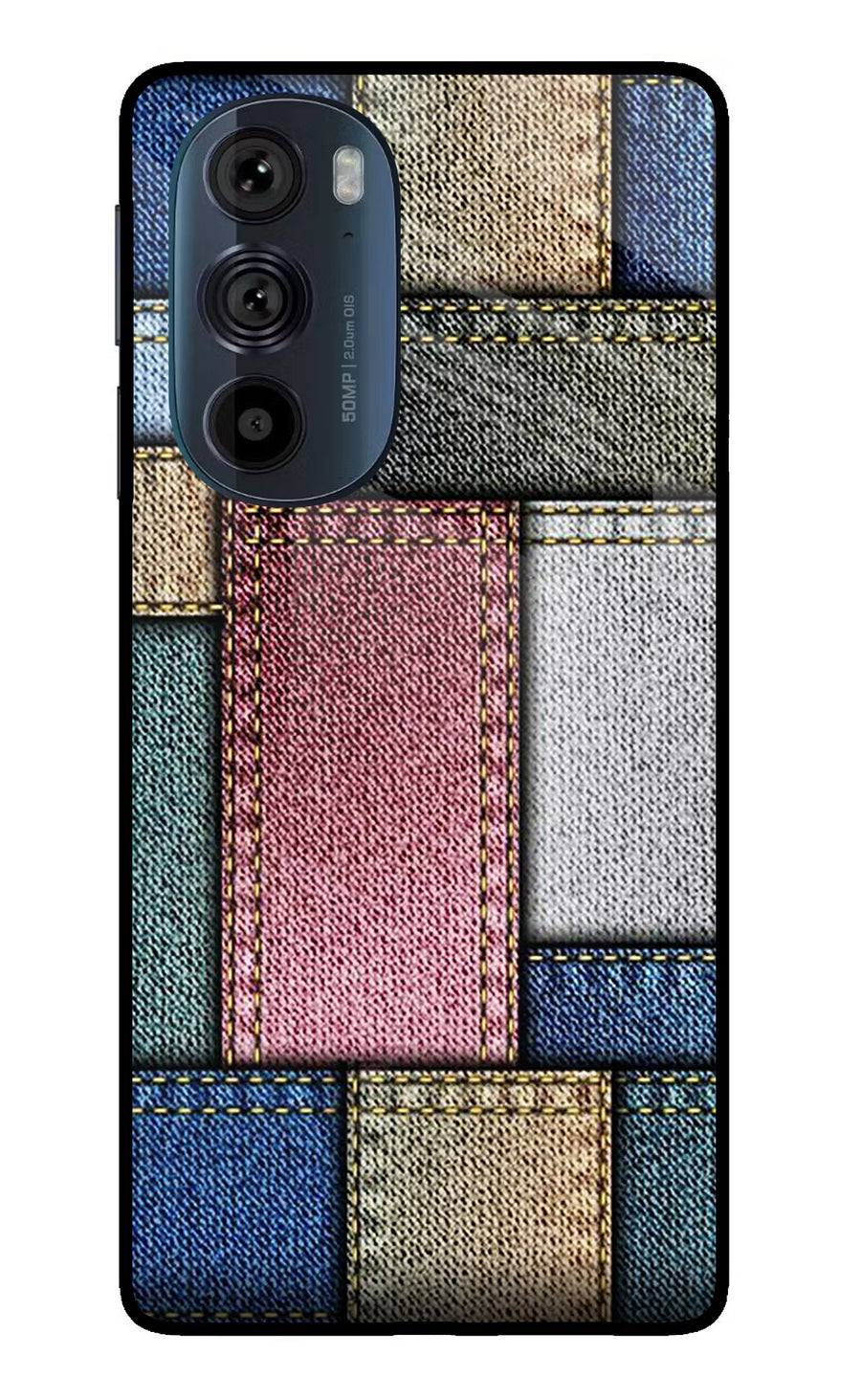 Multicolor Jeans Moto Edge 30 Pro Back Cover, Glass case