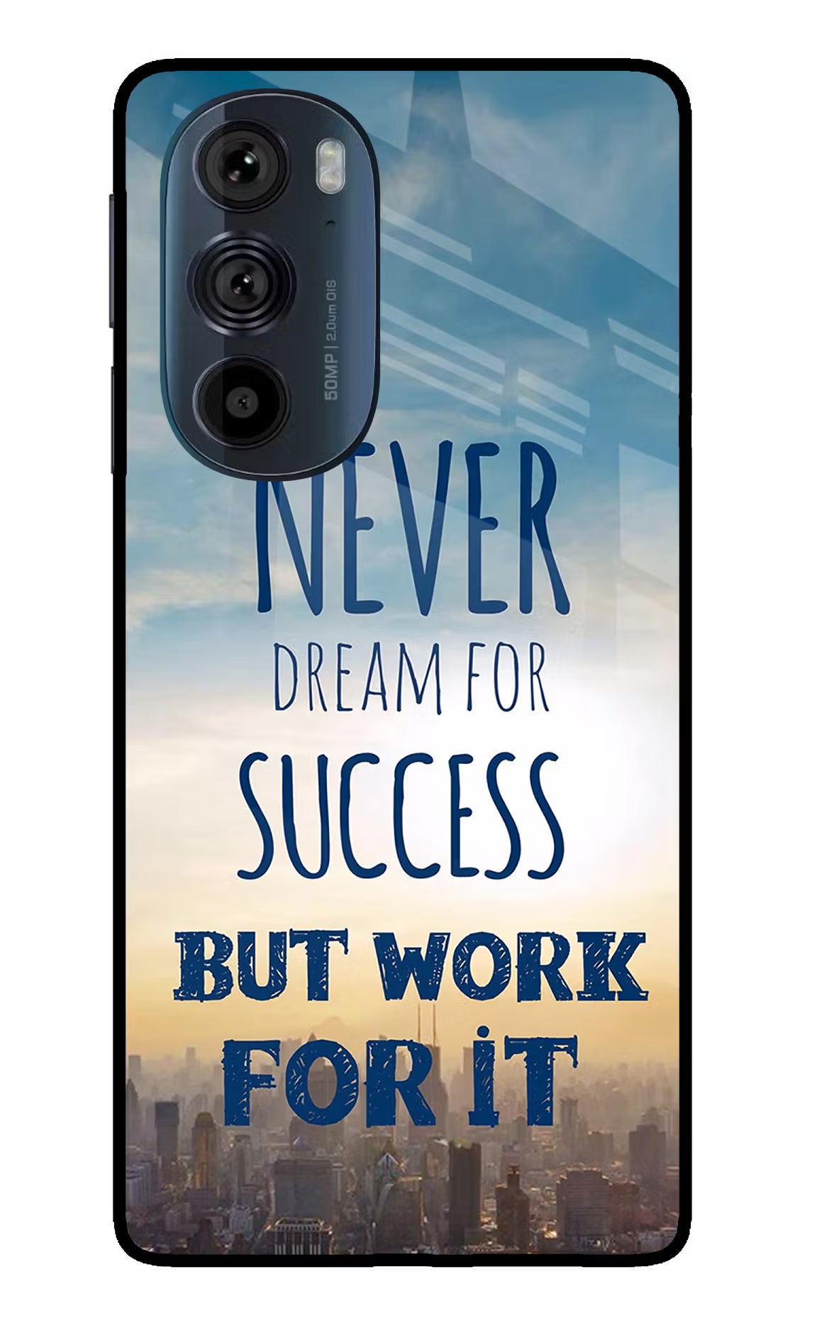 Never Dream For Success But Work For It Moto Edge 30 Pro Glass Case Back Cover by Casekaro