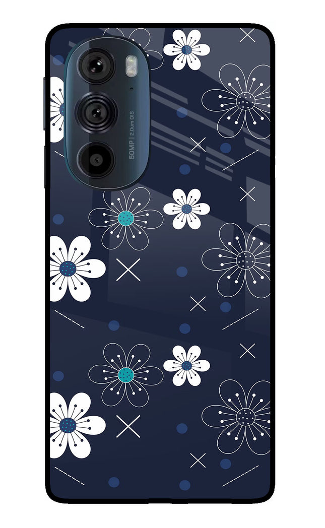 Flowers Moto Edge 30 Pro Glass Case Back Cover by Casekaro